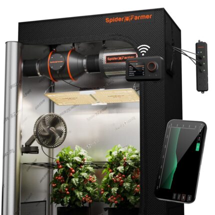 ON SALE丨2025 Upgraded Spider Farmer® 4×2′ Genius Grow System AC5 Power Strip Kits, With App GGS Controller Fan Kits Controls Complete Grow Tent Kit丨SF2000 EVO LED丨6” Clip Fan丨4” Fan Kits
