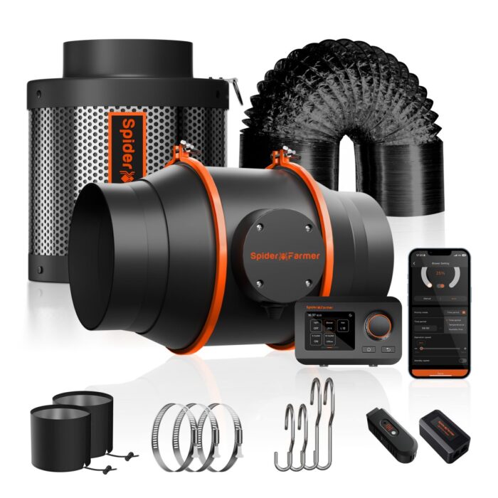 2025 Spider Farmer® 10’x5’X6.5′ Complete Grow Tent Kit丨2 X Newest Version G8600 Full Spectrum LED Grow Light丨6” Clip Fan丨6” Ventilation System | APP Control via Bluetooth & Wi-Fi for Automated Lighting, Ventilation & Circulation - Image 8